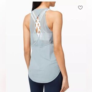 Light Blue/grey lululemon Athletic Run Off Route Tank flowy Tank Top